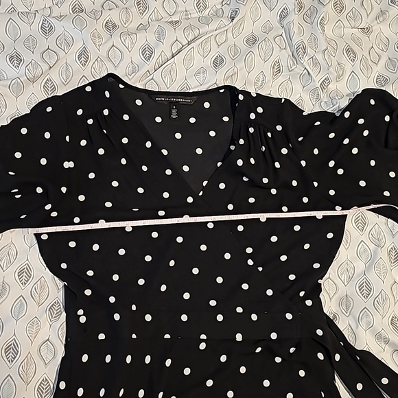 White House Black Market Polka Dot wrap dress with inner slip. Tie closure. - Picture 9 of 13